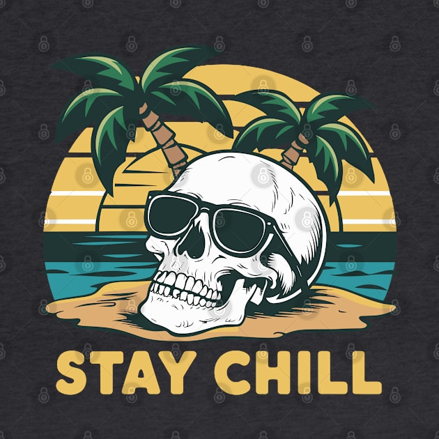 Stay Chill Retro Sunglasses Sunset Skull Design by TF Brands